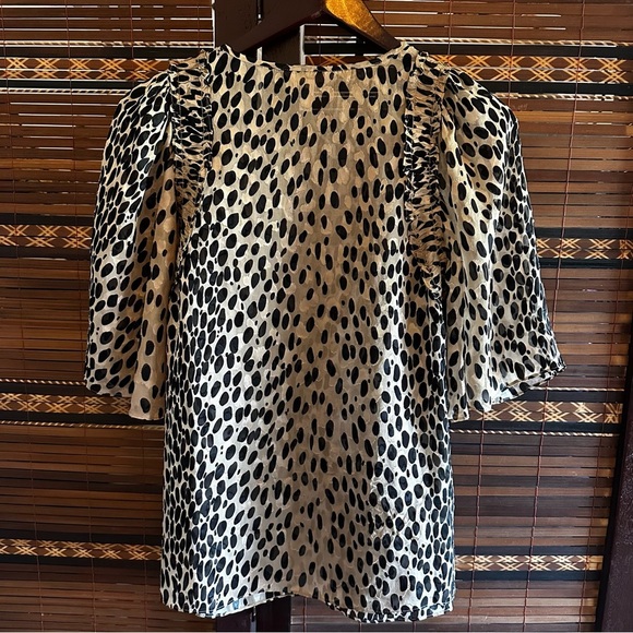 Rebecca Taylor Silk Blend Animal Blouse L - Picture 2 of 6